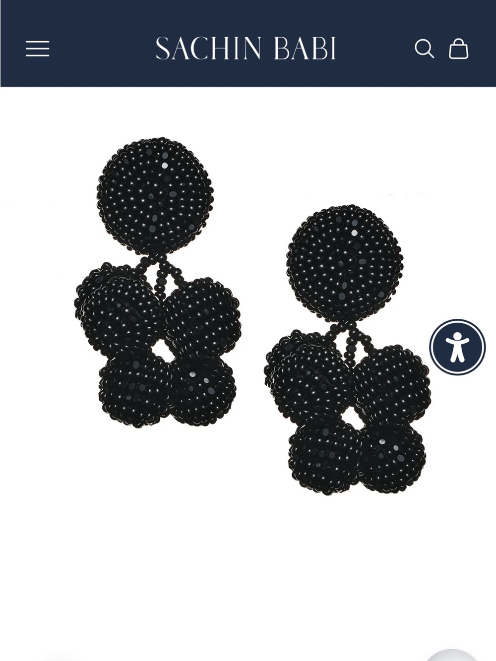 Sachin + Babi Black mini “Coconuts” Beaded Cluster Drop Earrings